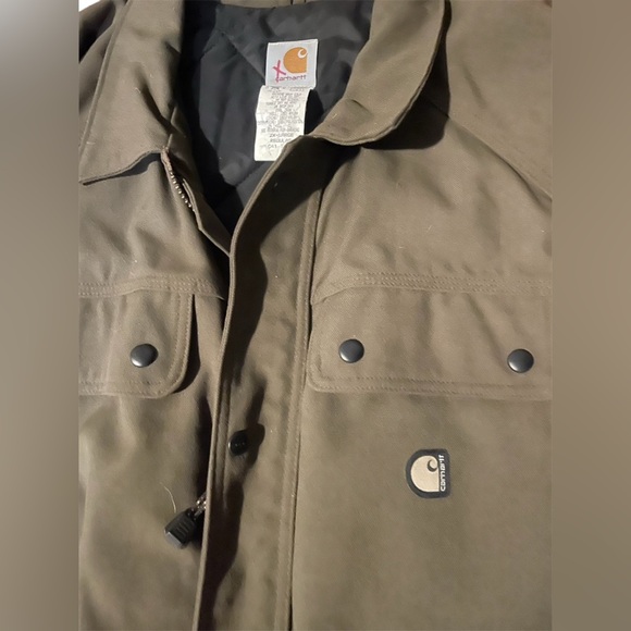 Vintage CARHARTT 4 Pocket Quilt Lined Chore Field Jacket Brown Mens XXL - Picture 3 of 6